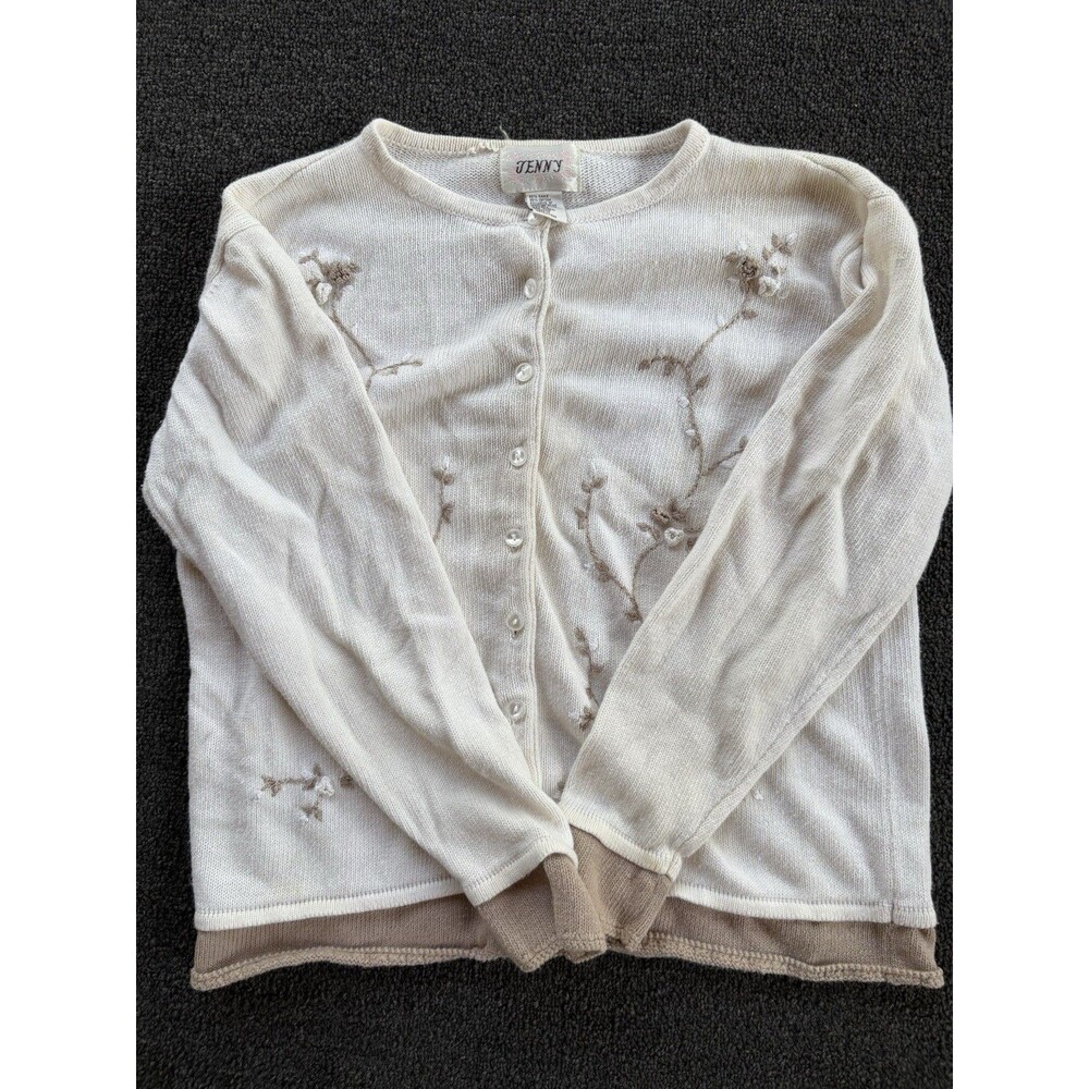 Jenny Floral Button Down Cardigan Sweater Women's Size Medium‎